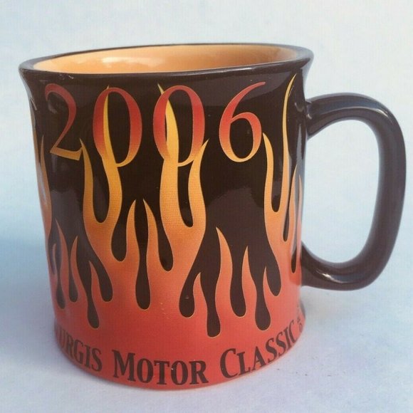 Sturgis Motor Classic Other - 2006 Sturgis Motor Classic Large Ceramic Mug Flames Spider Cross Rally